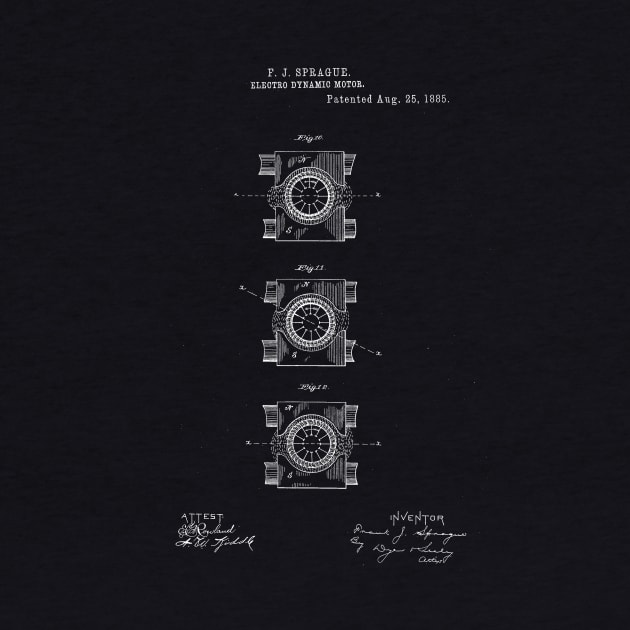 Electric Dynamic Motor Vintage Patent Hand Drawing by TheYoungDesigns